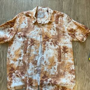Margaritaville Brown and Cream Floral Shirt
